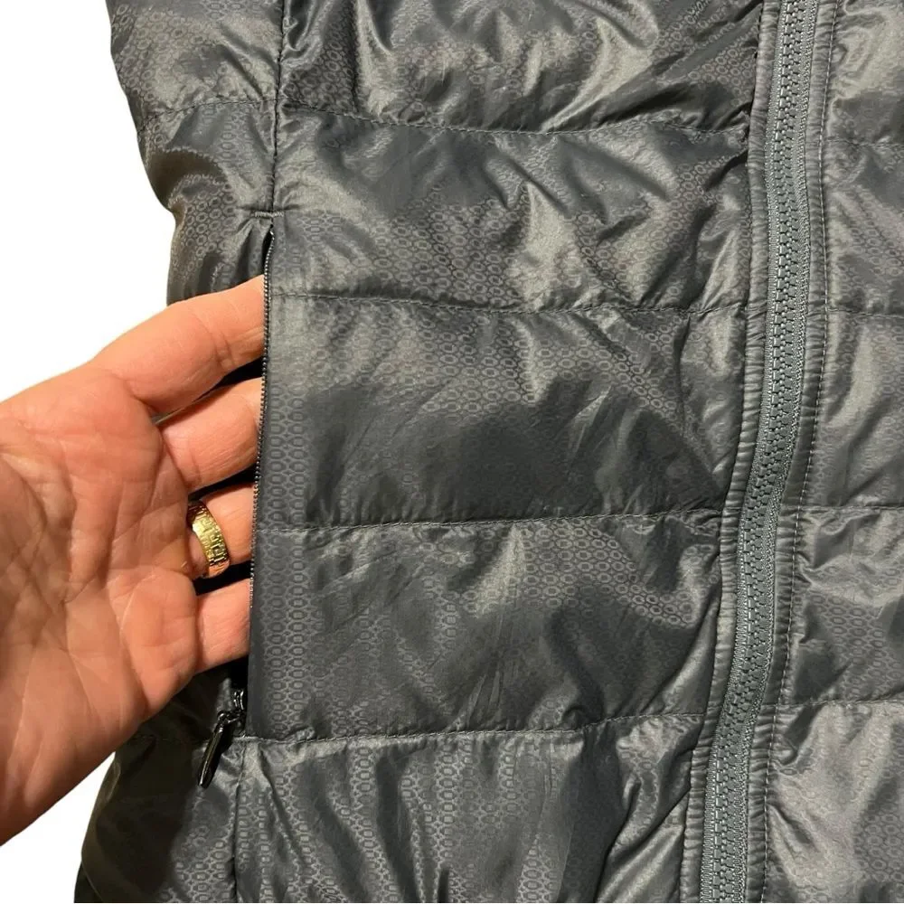 Athleta Inlet Grey Quilted Down Jacket XXS Gorpcore Hiking Activewear Outdoor